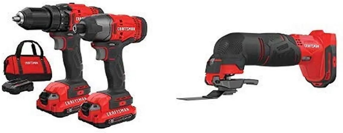 CRAFTSMAN V20 MAX Cordless Drill and Impact Driver, Power Tool Combo Kit with 2 Batteries and Charger (CMCK200C2AM)