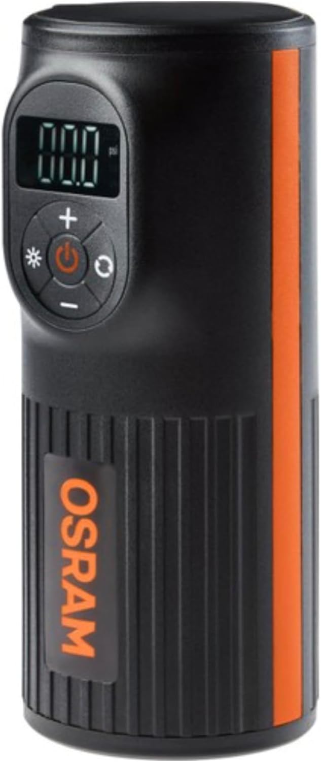 OSRAM TYREinflate Connect 650, compresseur de pneu numérique avec arrêt automatique et lumière LED, compresseur portable 12V pour pneus de voiture, connexion électrique via allume-cigare