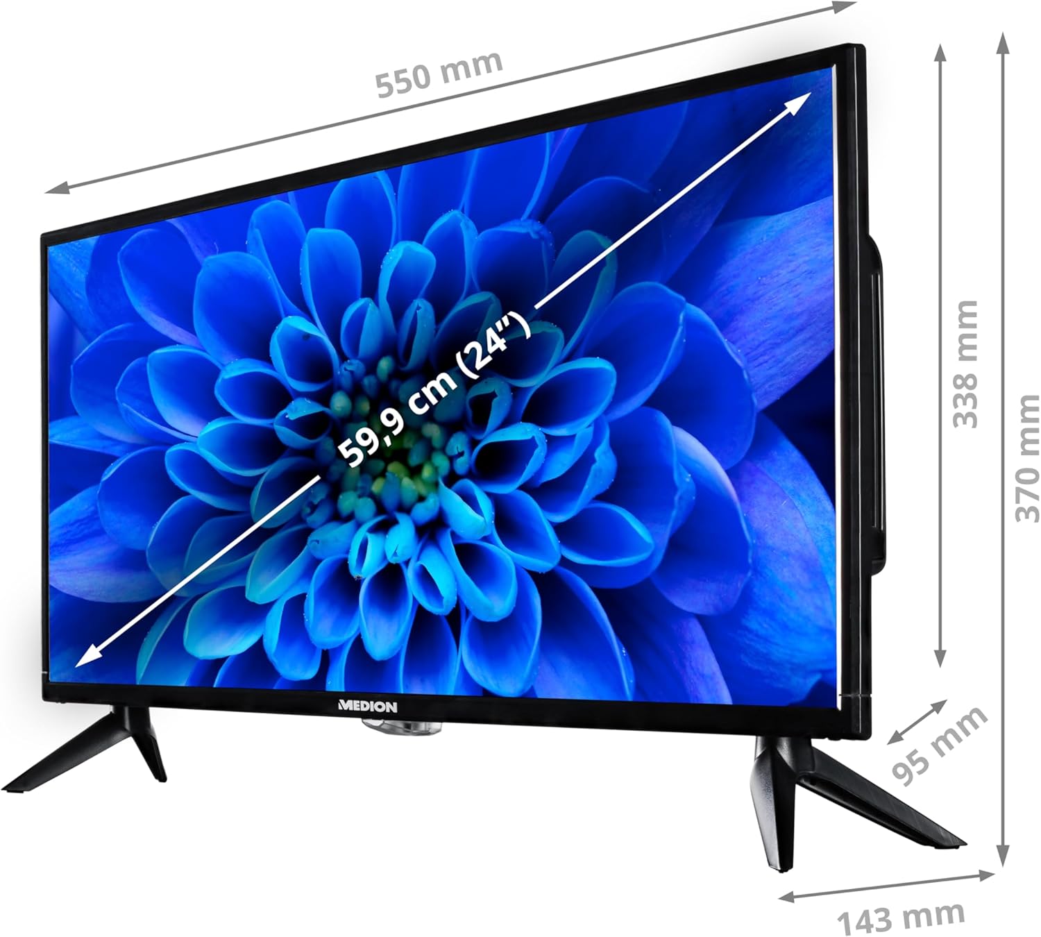 MEDION E14080 (MD 30224) Téléviseur Full HD 100,3 cm (40 Pouces) (Lecteur DVD intégré, récepteur Triple Tuner DVB-T2 DVB-C DVB-S2, 2 x HDMI, VGA, USB, Mediaplayer, CI+)