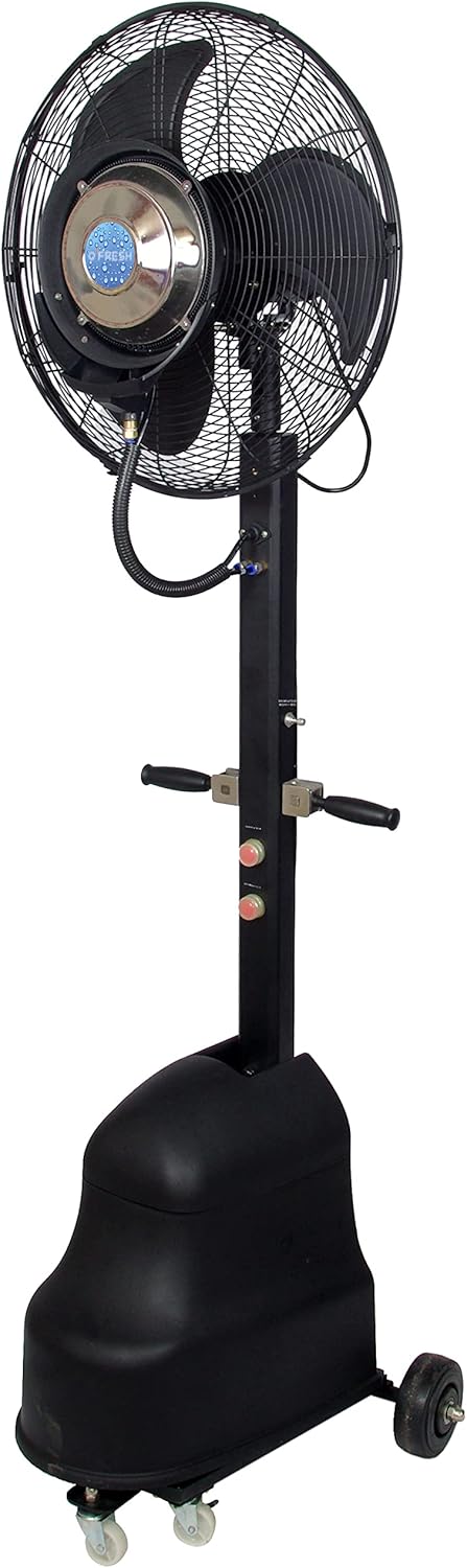 O'FRESH Ventilateur Brumisateur Terrasse Haute Performance pour Extérieur - Ventilateur sur Pied 180 cm + Système de Brumisation - Repousse les moustiques et nuisible volants - Capacité : 80 m²