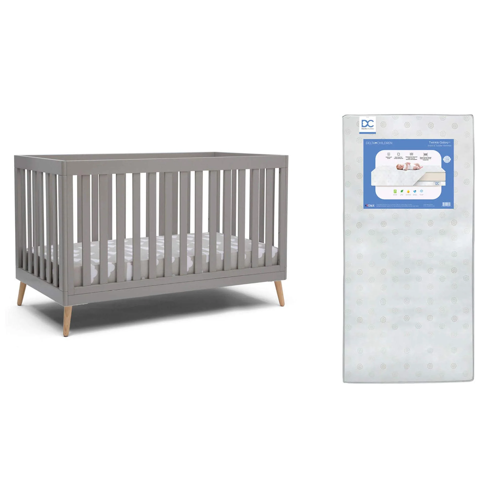 Essex 4-in-1 Convertible Baby Crib with Toddler Mattress