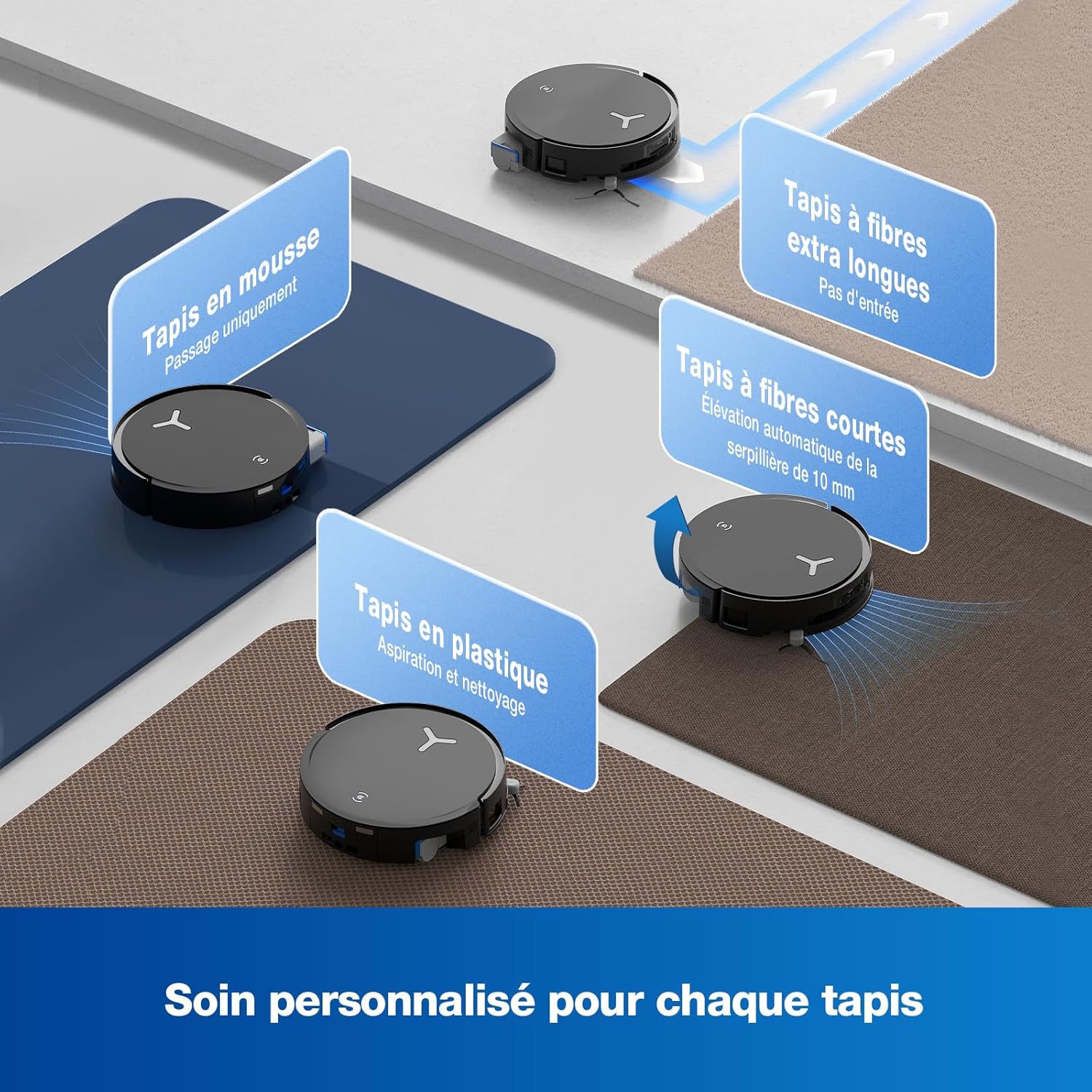 ECOVACS X8 PRO OMNI Robot Aspirateur Laveur avec Station Tout-En-Un, Puissance 18000Pa, Nettoyage Automatique Instantané OZMO ROLLER, Nettoyage à l'eau chaude 75℃, Ajout Solution Nettoyage Automatique