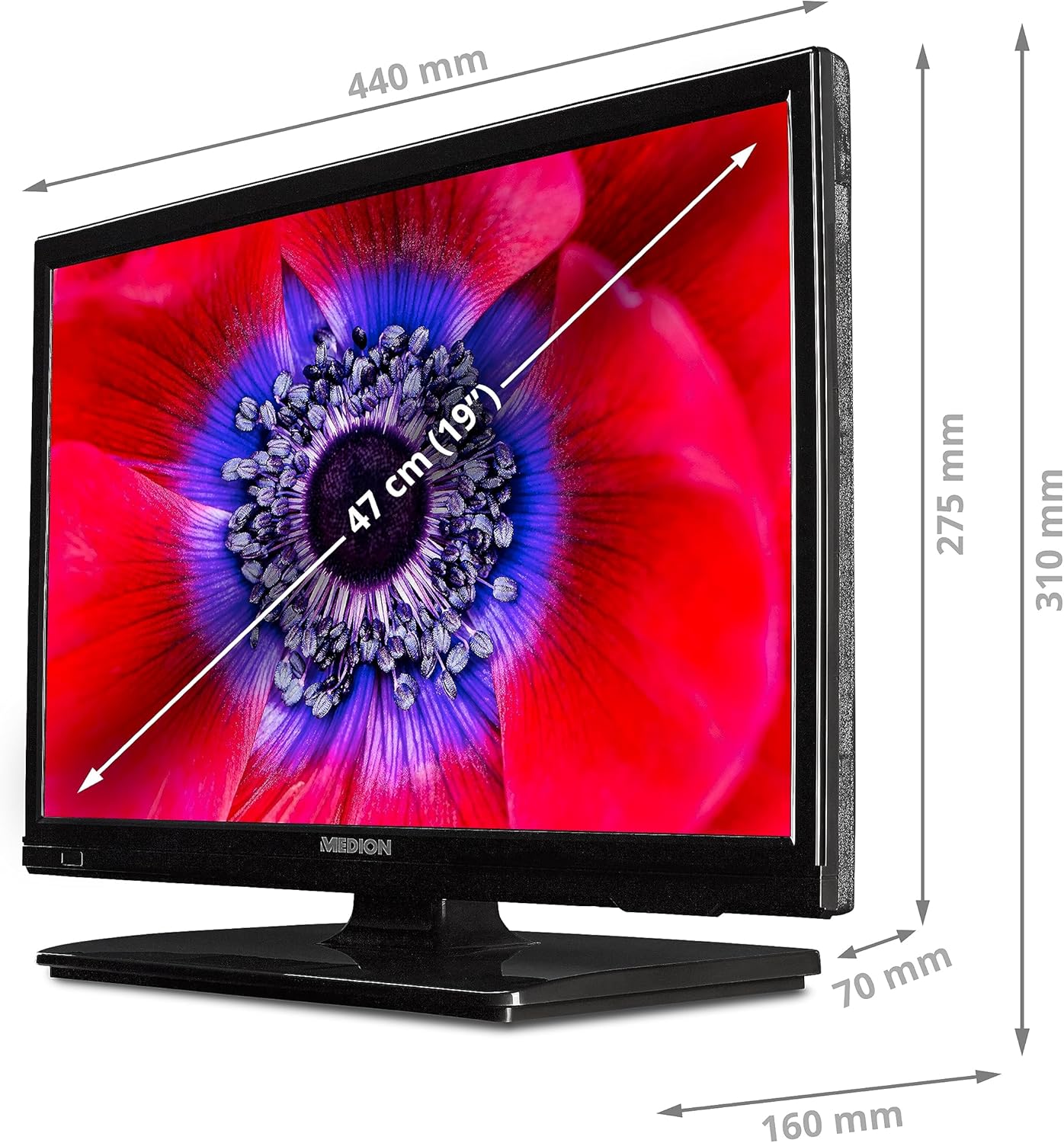 MEDION E14080 (MD 30224) Téléviseur Full HD 100,3 cm (40 Pouces) (Lecteur DVD intégré, récepteur Triple Tuner DVB-T2 DVB-C DVB-S2, 2 x HDMI, VGA, USB, Mediaplayer, CI+)