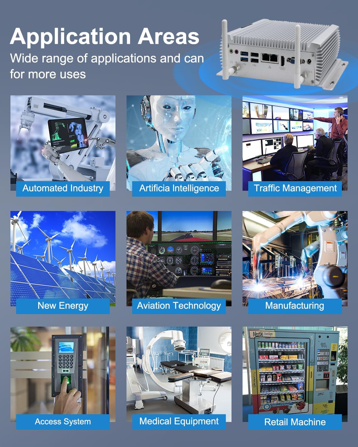 BASOARO Mini PC Industriel Win 10, PC de Bureau sans Ventilateur, Core i7 4500U, 8G RAM 256G SSD, 2 Gigabit Ethernet, HD, VGA, RS232/RS485 COM Port, 4 USB3.0, 4 USB2.0, WiFi, BT