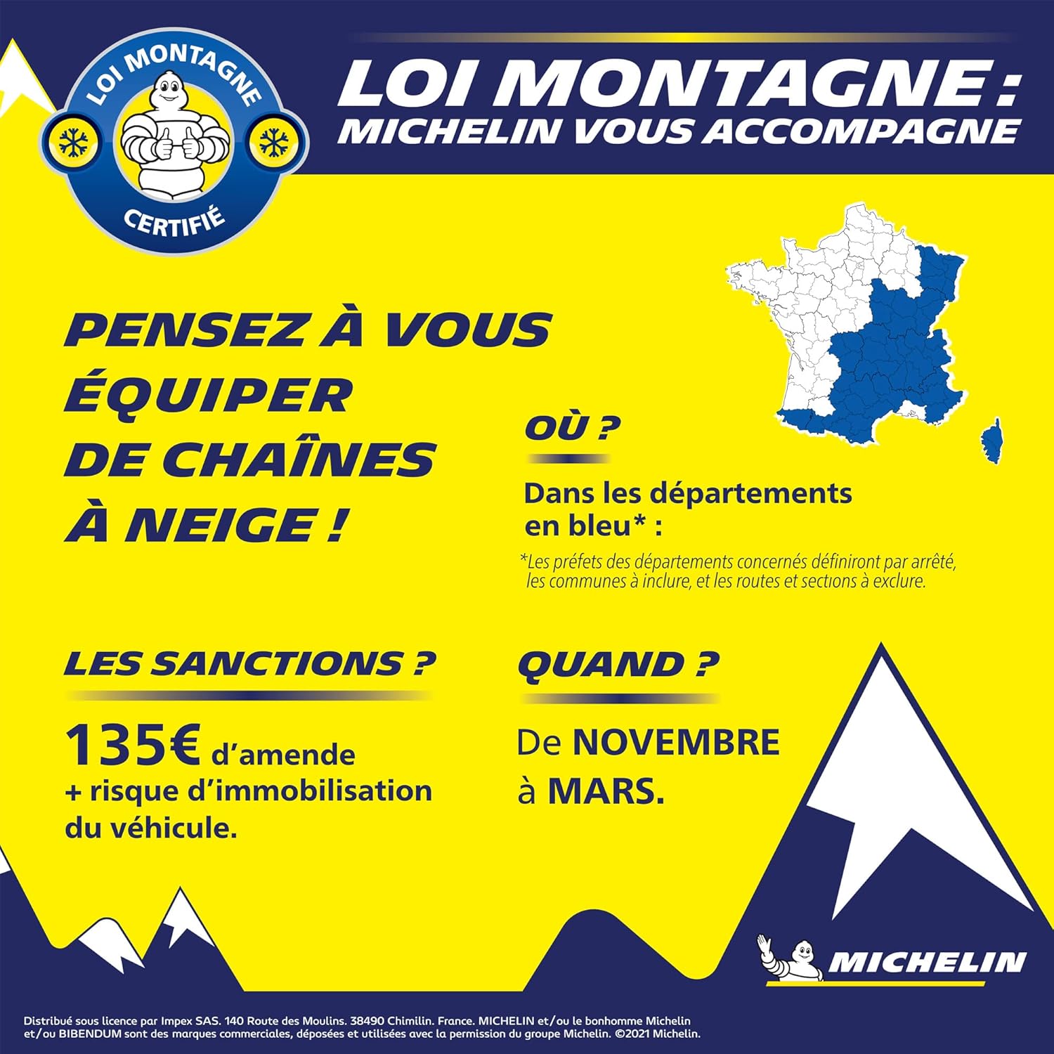 MICHELIN Chaussettes à Neige Textile EVO 6, Gris, SOS