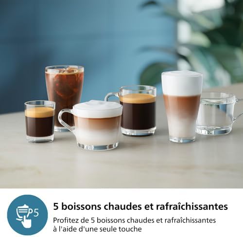 Philips Série 2200 Machine Expresso Automatique - 2 Boissons, Mousseur à Lait Classique, Écran Tactile, Broyeur Céramique, Aroma Seal, Noir Mat (EP2220/10)