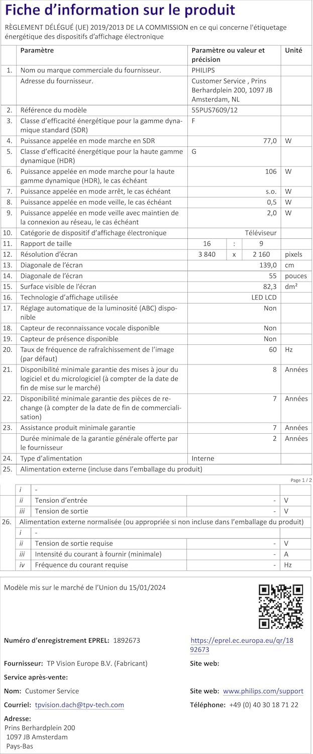 Philips 50PUS7609 Smart TV LED 4K - Écran 50 Pouces avec Plate-Forme Pixel Precise Ultra HD Titan OS et Son Dolby Atmos, Fonctionne avec Alexa et l’Assistant Vocal Google - Gris Anthracite