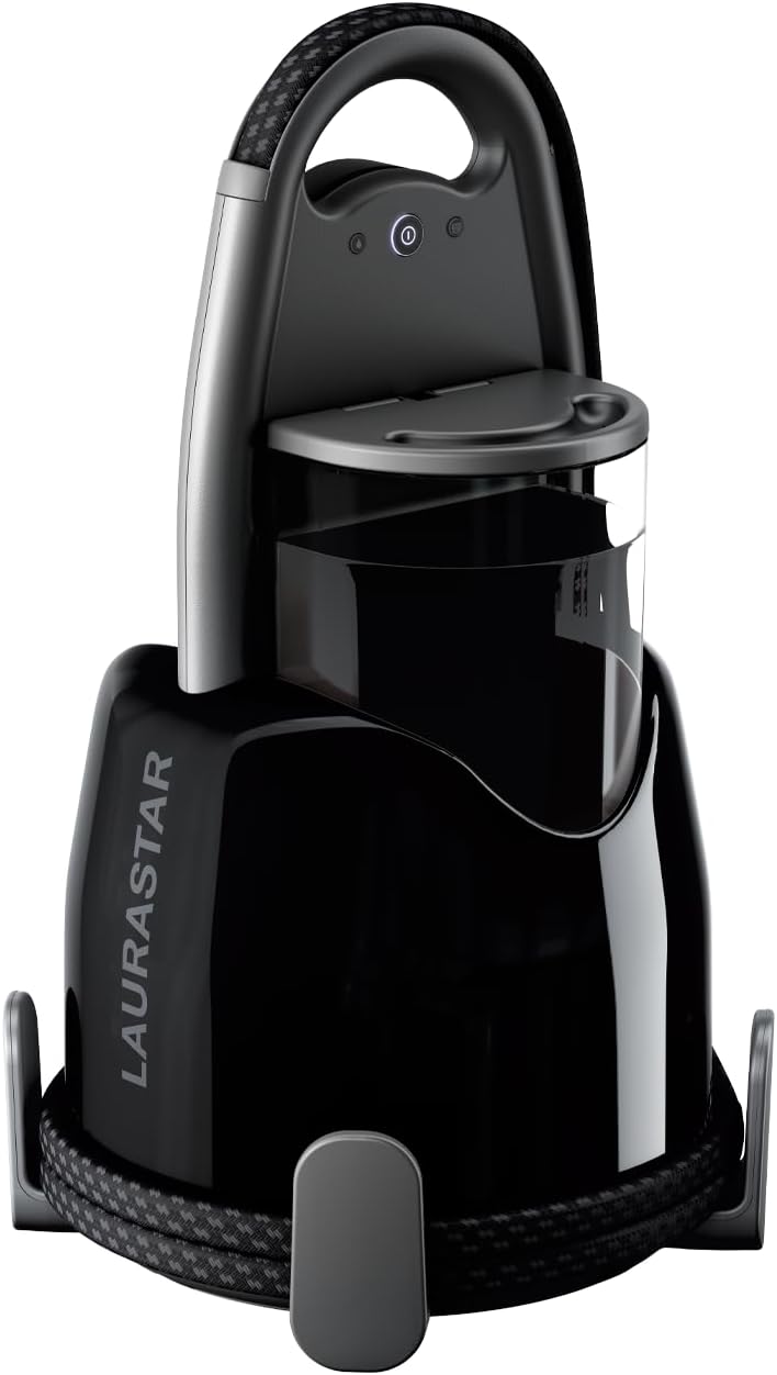 Laurastar Lift Plus Ultimate Black, Centrale Vapeur Nomade 3en1, Repasse, Défroisse et Purifie Vos Textiles, Vapeur Hygiénique, Design, Réservoir Amovible, Repassage Vertical, Enrouleur Automatique,