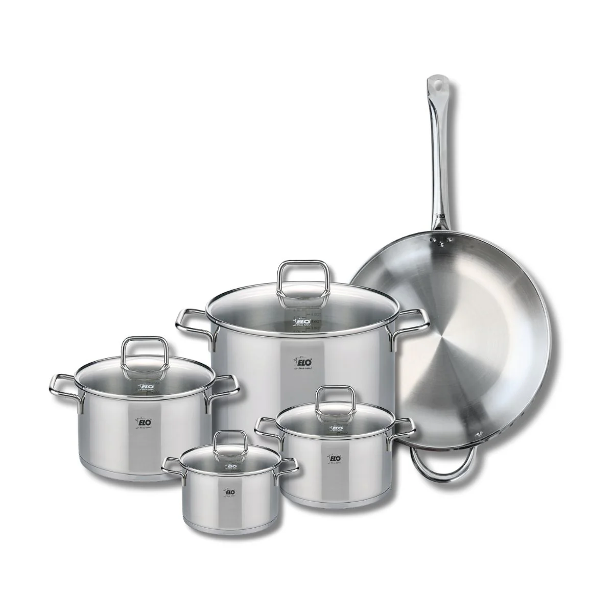 Set de 1 Poêle de cuisson 32 cm et 4 faitouts 14, 16, 20 et 26 cm Elo Profi Citrin Elo