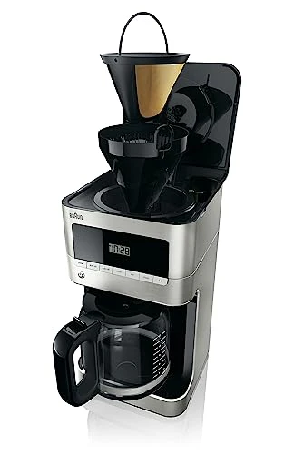 Braun KF7070 BrewSense Drip Glass Coffeemaker, 12 Cup, Stainless Steel