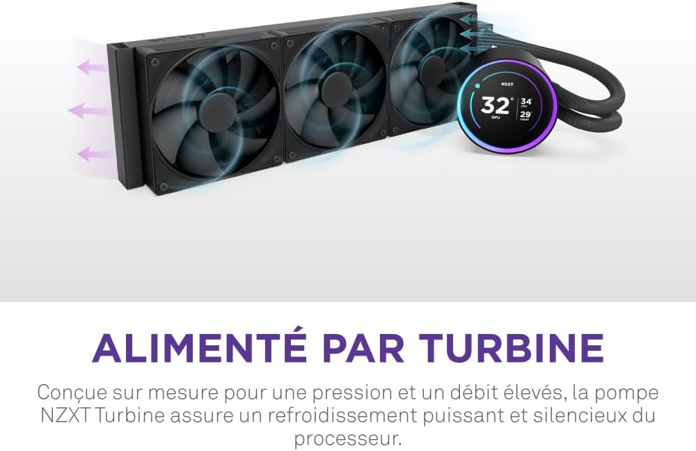NZXT Kraken Elite 280 RGB - Refroidisseur de liquide CPU AIO - Radiateur 280mm - Ventilateur F280 RGB - IPS LCD 2,72 personnalisable - Turbine Pump - LGA 1700 1200 115X 1851 / AM5 AM4 - Noir