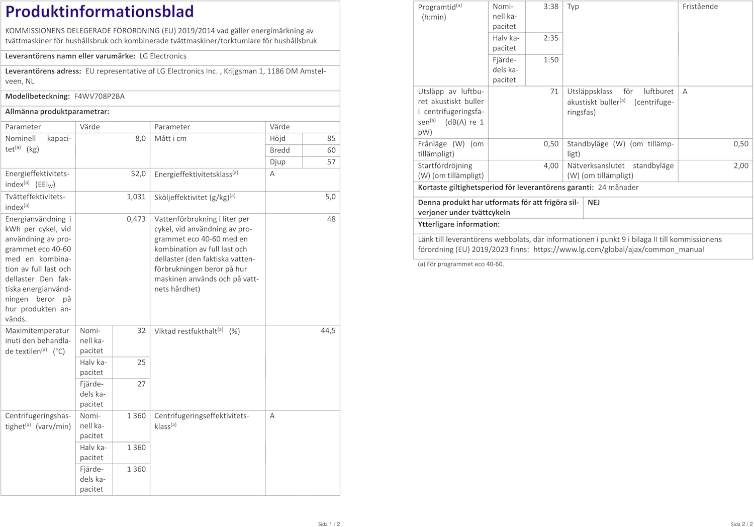LG F4WV7080, Klasse A, Frontlader-Waschmaschine 8 kg, 1400 U/Min, AI Direct Drive, Wi-Fi, Tiefenreinigung mit Dampf, Groe Kapazitt, TRIPLE A, Auentür aus Sicherheitsglas, 62 x 60 x 85 cm  Wei
