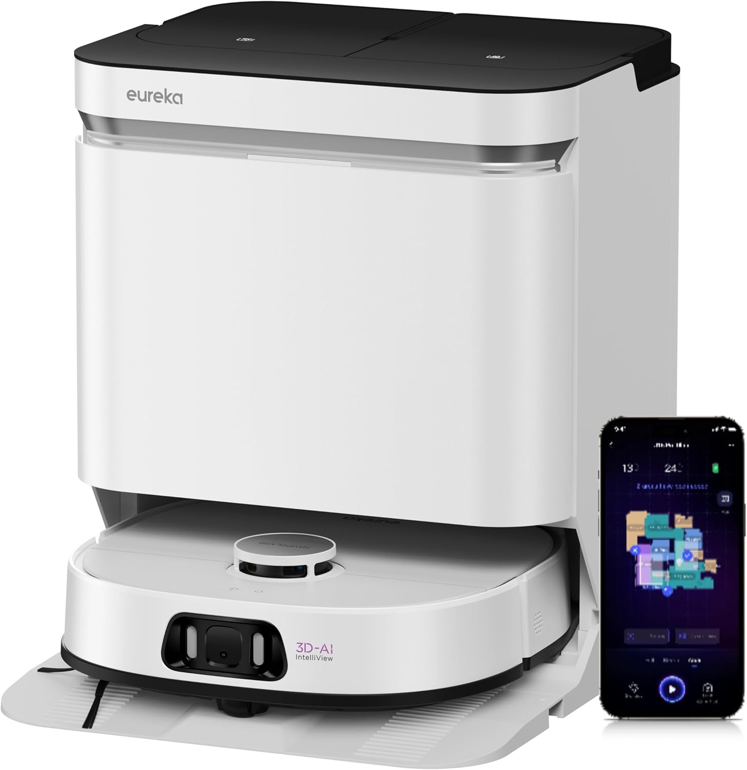 EUREKA J15 Pro Ultra Aspirateur Robot,Robot Aspirateur Laveur 16200 Pa,Nettoyage des Bords,Brosse Anti Enchevêtrement,Lavage de Serpillière à l'eau Chaude 75℃,Base autonettoyante