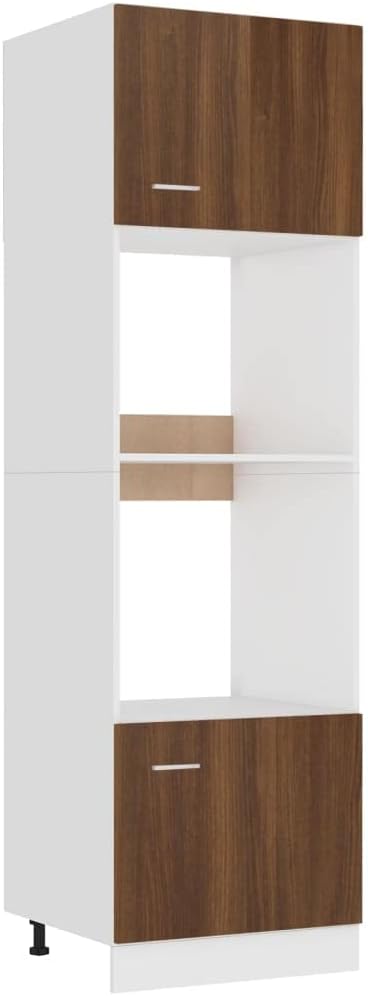 vidaXL Armoire à Micro-Ondes Placard Armoire de Rangement Meubles de Cuisine avec 4 Etagères Intérieur Maison Gris Béton 60x57x207 cm Aggloméré