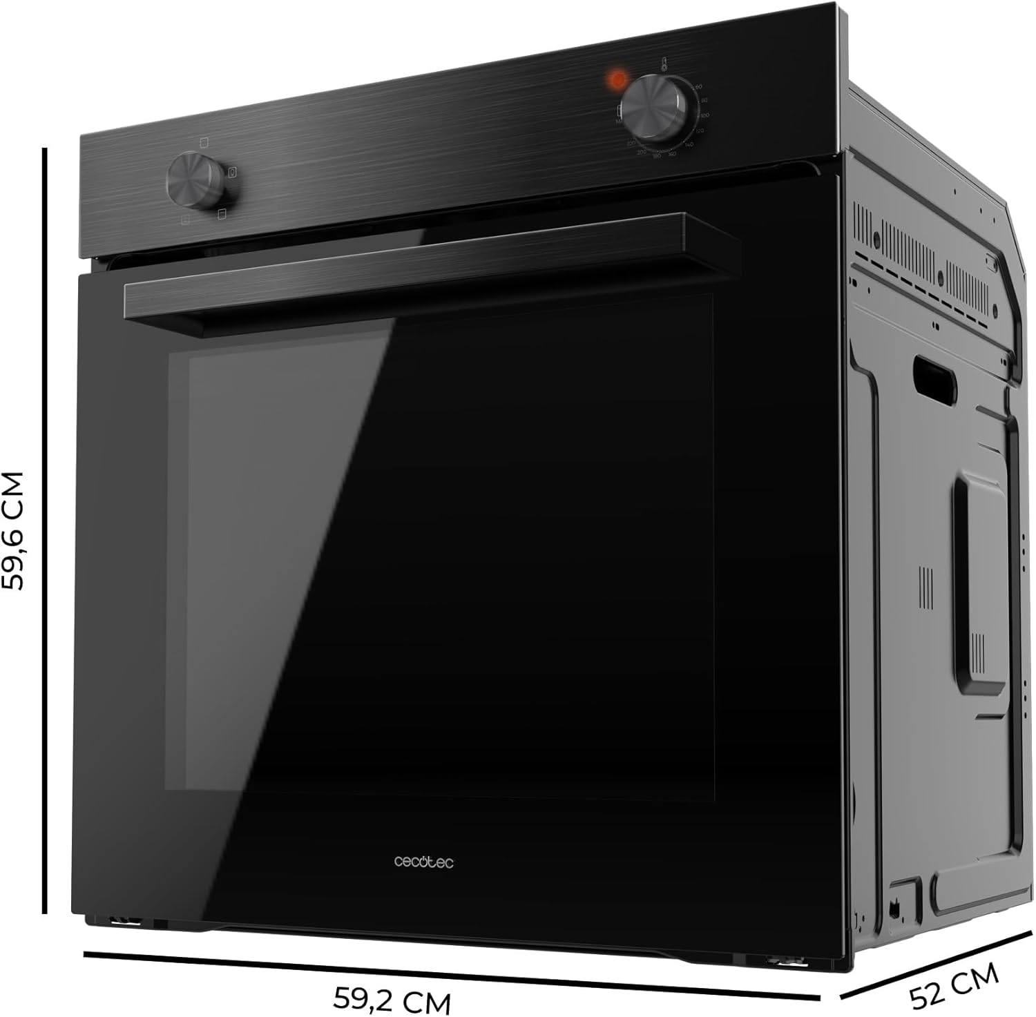 Cecotec Four encastrable Bolero Hexa C136000 Glass Black Time A 2800 W, capacité de 77 L, 4 fonctions, Minuterie, Nettoyage à la vapeur, Cuisson à la vapeur. Classe Énergétique A, Lumière intérieure