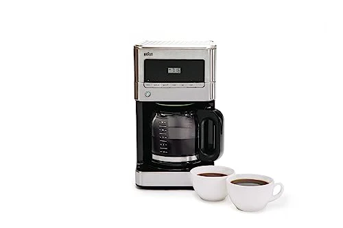 Braun KF7070 BrewSense Drip Glass Coffeemaker, 12 Cup, Stainless Steel