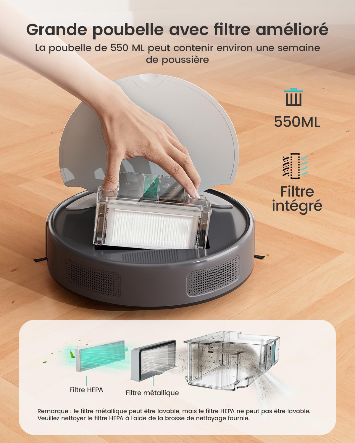 Lefant Aspirateur Robot, Robot Aspirateur 4500Pa Puissance d'Aspiration, Évitement Précis des Obstacles, Anti-Enchevêtrement Idéal pour Les Poils d'animaux, Cheveux et Sols Durs,Contrôle par App/Alexa