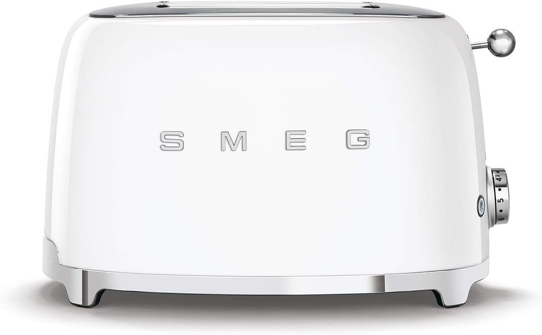 Smeg, Grille-pain 2 Tranches TSF01UJEU, 2 Fentes 36 mm, 6 Niveaux de Brunissage, Fonction Chauffage, Décongélation et Bagel, Éjection Automatique du Pain, Ramasse Miettes, 950 W, Royaume-Uni