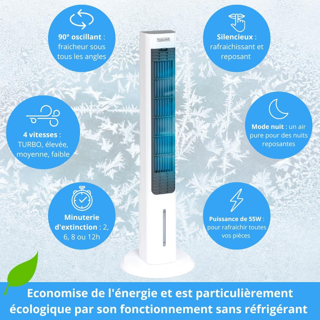ARTIC AIR POWER TOWER climatiseur mobile 3 niveaux - VENTEO – Refroidisseur par évaporation jusqu'à 12heures de refroidissement – Réservoir 1.5L