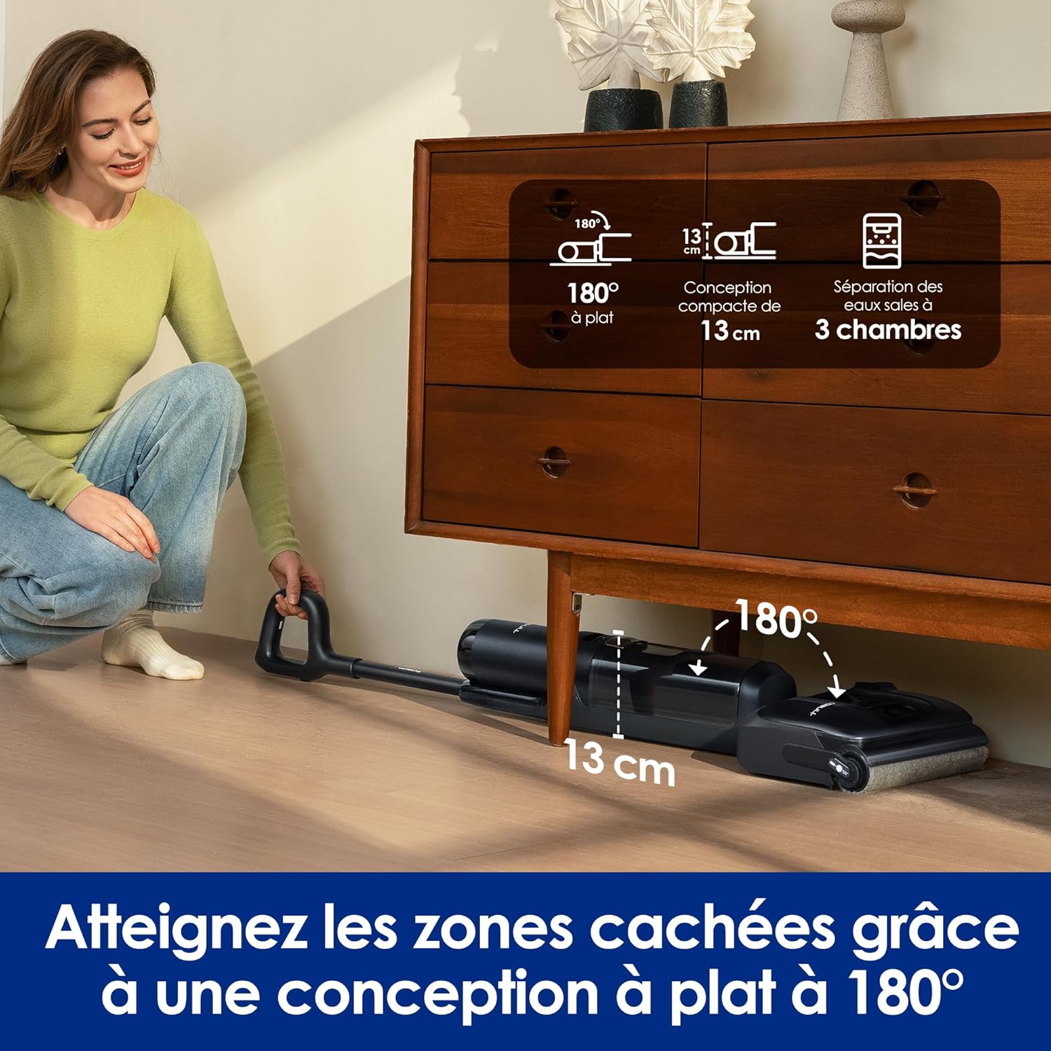 Tineco Floor One S7 Pro/S7 Series Aspirateur Laveur Sec Et Humide Intelligent sans Fil pour Sols Durs, Écran Digital LED, Grande Autonomie, Parfait pour Les Tâches Tenaces et Les Poils d’Animaux