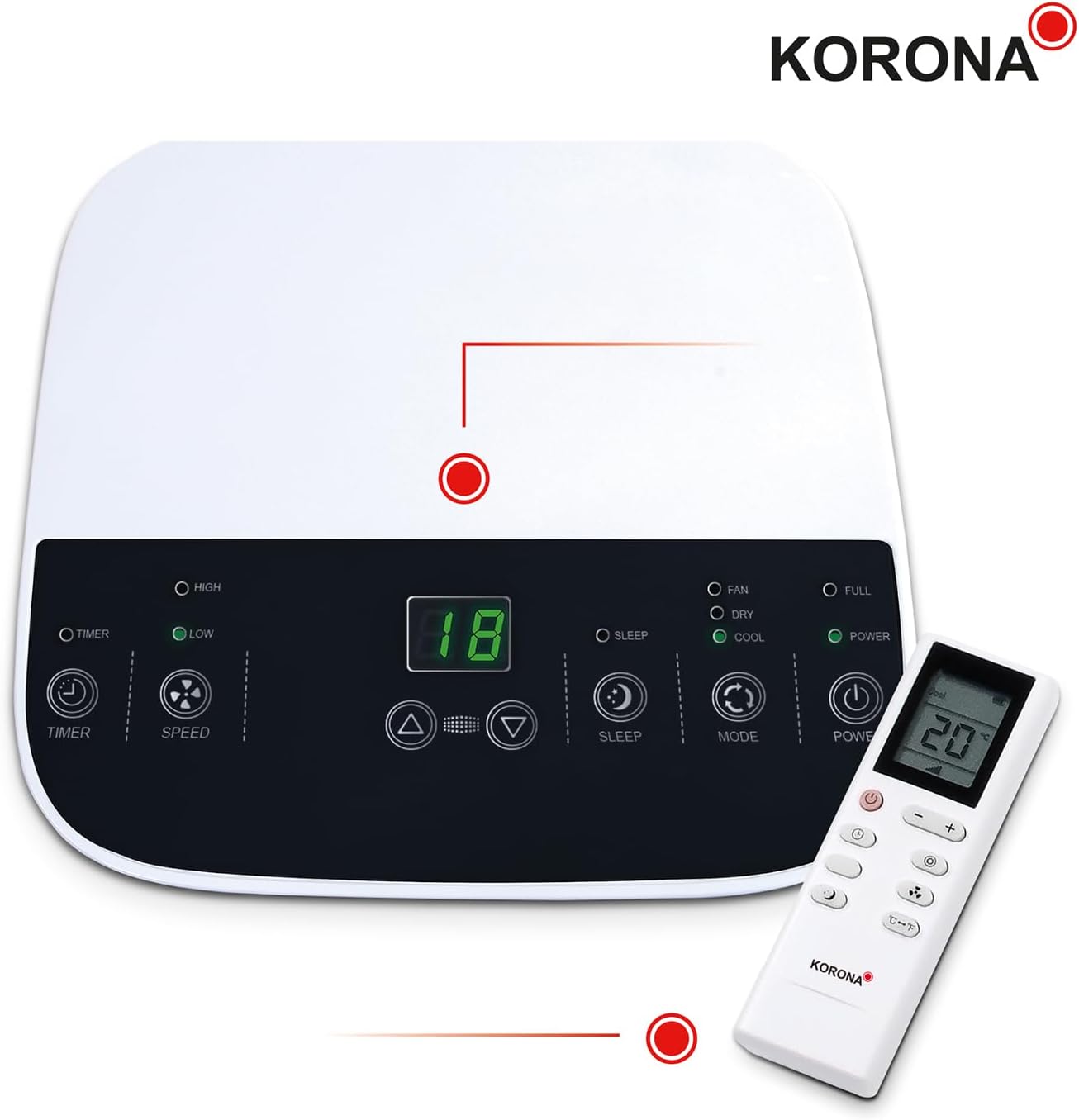 Korona 82001 Climatiseur mobile Iceberg 9.0 ECO | 9000 BTU/h | Monobloc 3en1 - Refroidisseur, déshumidificateur, ventilateur | Avec tuyau d'évacuation d'air pour la fenêtre | Pièces jusqu'à 34 m²