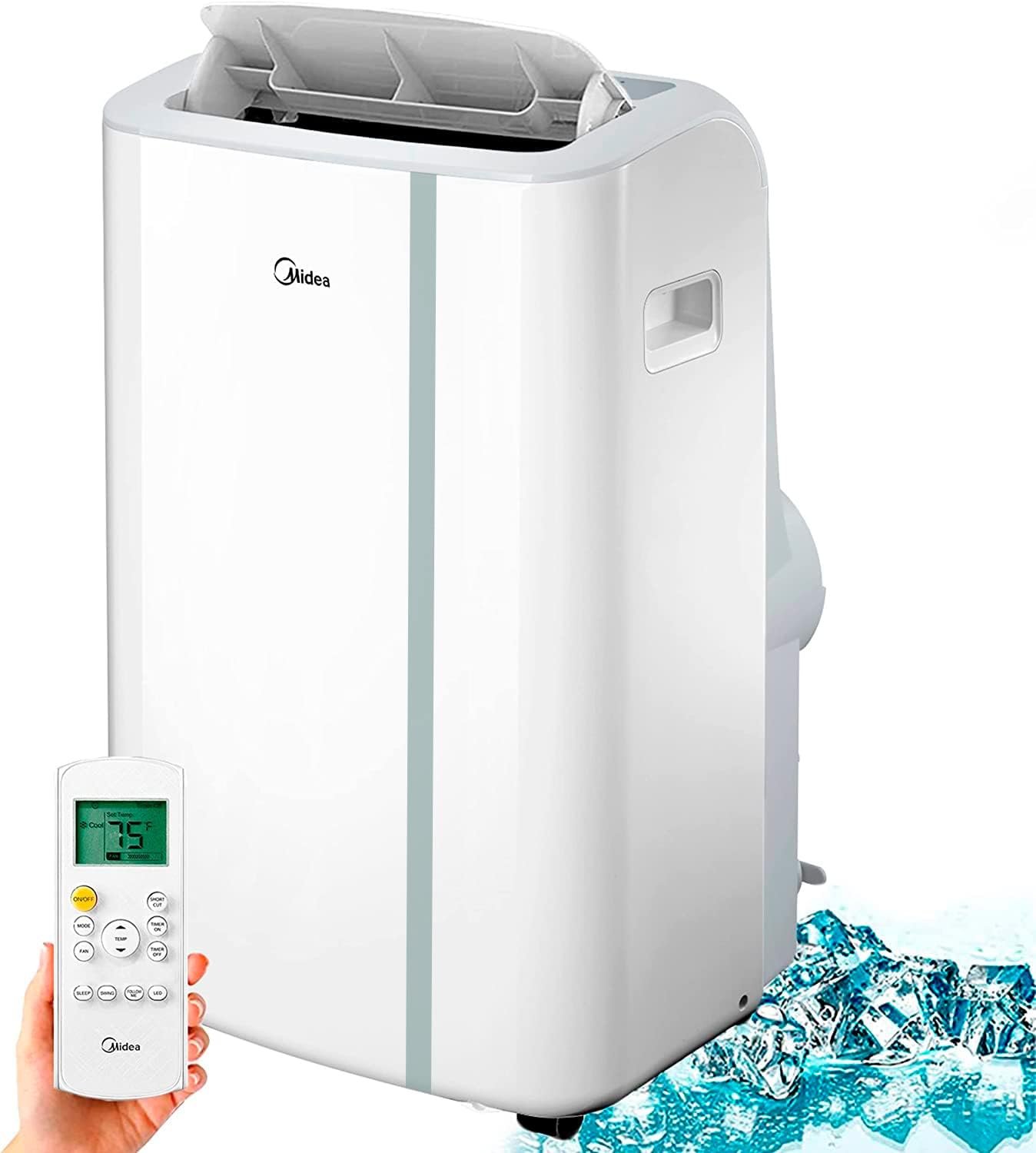 MIDEA Climatiseur Mobile Silencieux 12000 BTU avec Évacuation - Climatisation Portable Prêt à Poser 3500W - Clim Réversible Split Mobile - 3 Vitesses avec Kit de Fenêtre et Télécommande