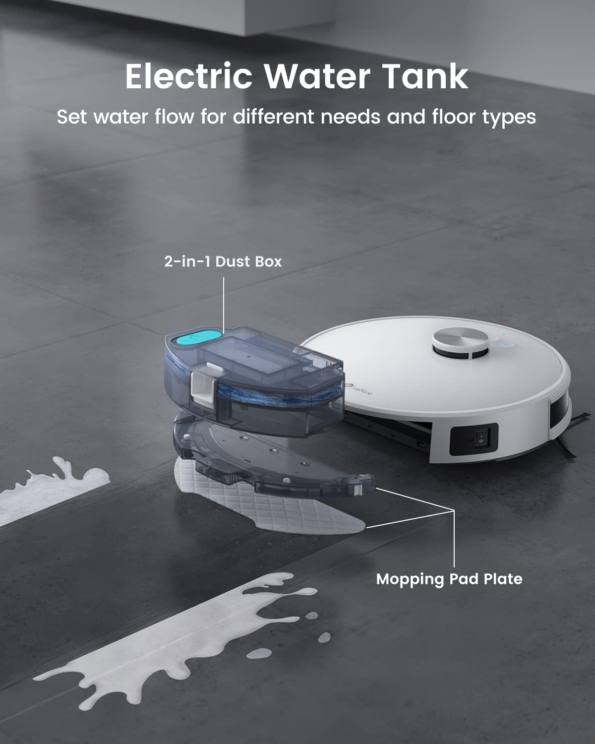 Lefant Robot Aspirateur Laveur Robot 2 en 1 4000Pa,Navigation LiDAR,Cartographie Multi-étage,Zones Virtuelles, Connecté Alexa/APP/WiFi,Idéal pour Poils d'animaux Tapis Sols Durs,M1 Champagne