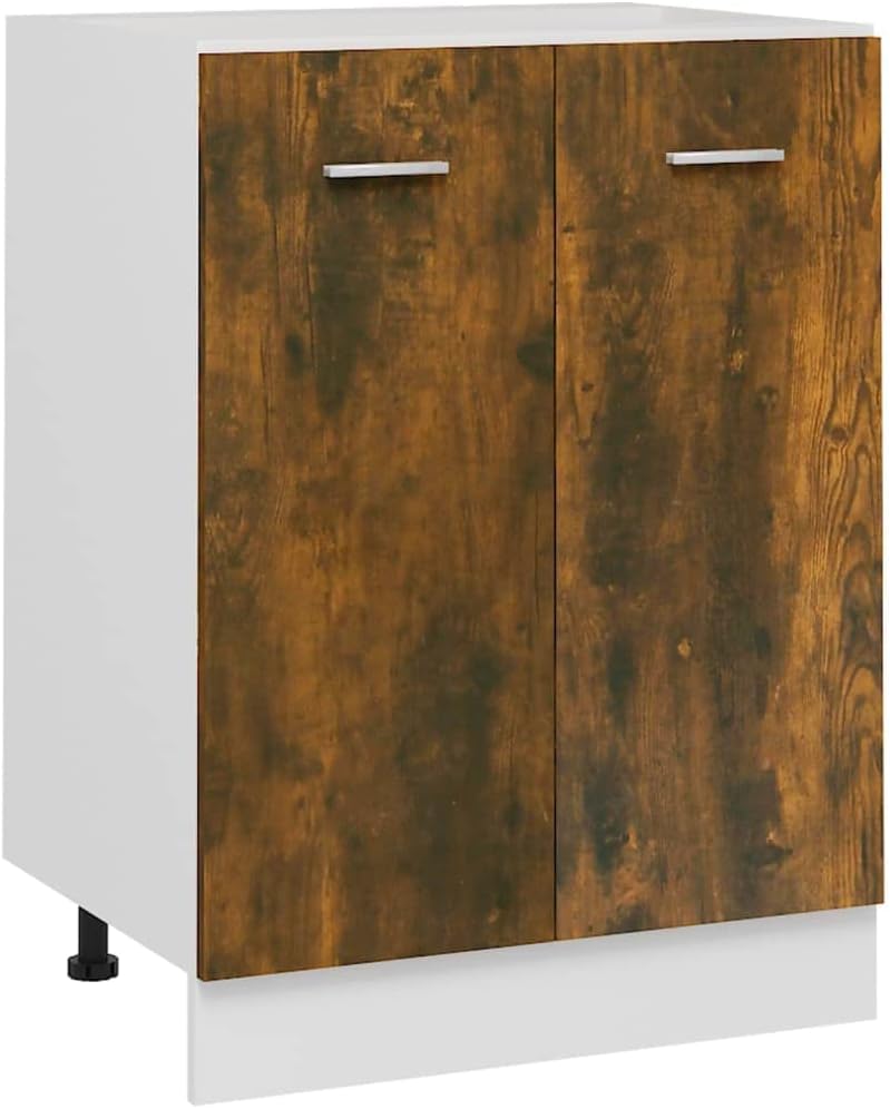 vidaXL Armoire à Micro-Ondes Placard Armoire de Rangement Meubles de Cuisine avec 4 Etagères Intérieur Maison Gris Béton 60x57x207 cm Aggloméré