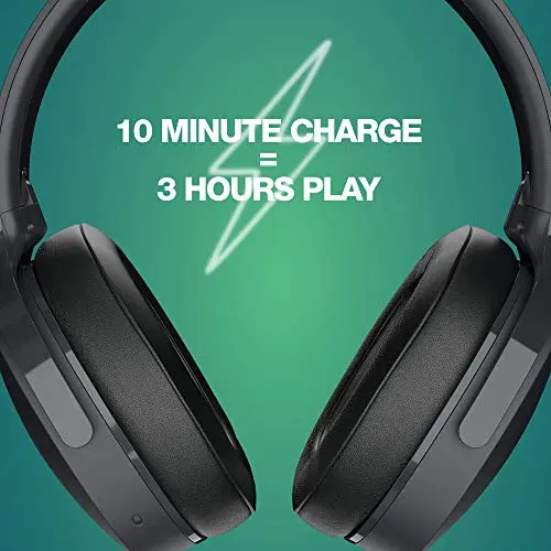 Skullcandy Hesh ANC Over-Ear Noise Cancelling Wireless Headphones with Charging Cable, 22 Hr Battery, Microphone, Works with iPhone Android and Bluetooth Devices - True Black