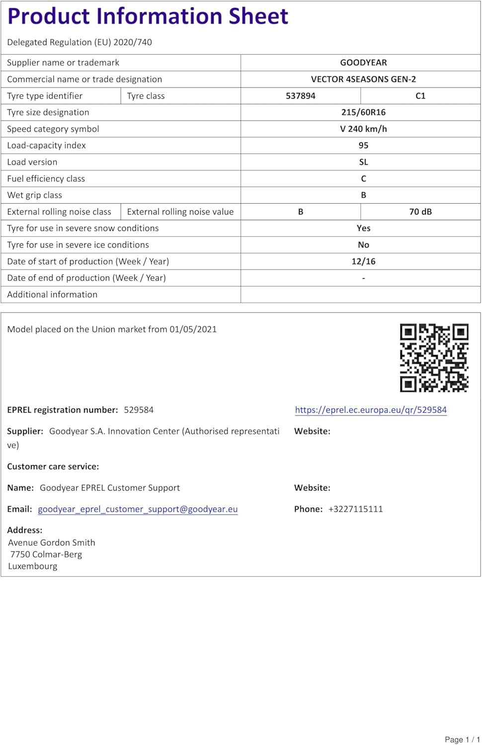 Goodyear Vector 4Seasons G2 M+S - 195/55R16 87H - Pneu 4 saisons