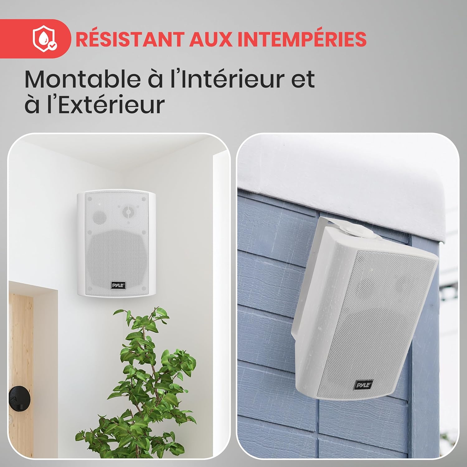 Pyle Enceinte d’Extérieur Bluetooth, Enceinte Mural étanche 240 W, Paire de Haut Parleur Imperméables, Active + Passive,Résistant à l'eau, Son Stéréo, Utilisation dans la Piscine, Patio, l'Intérieur