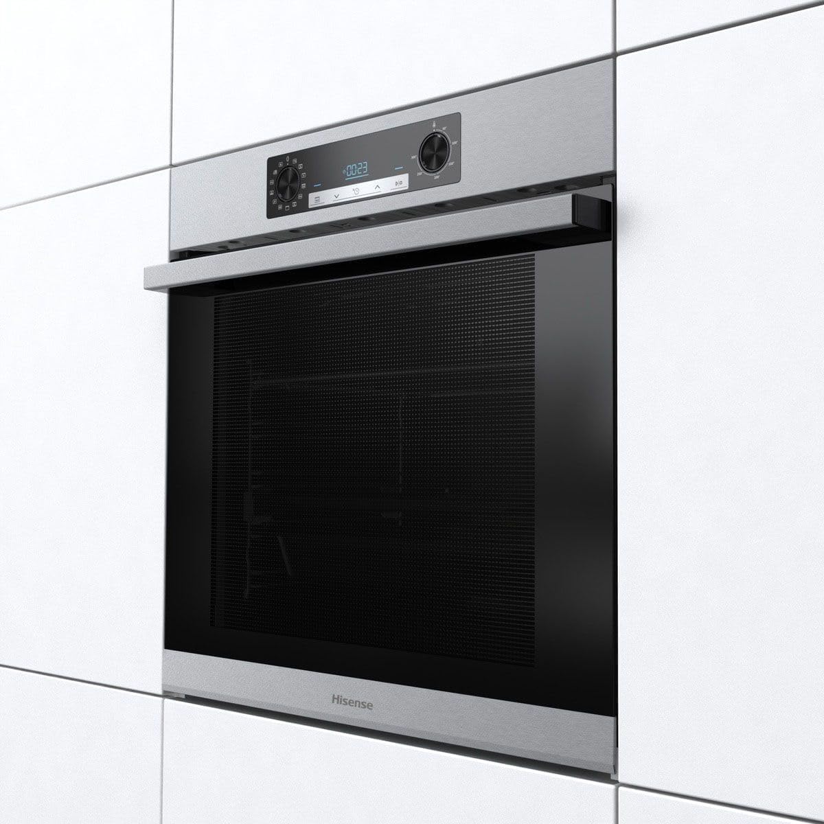 Hisense BSA65226PX Four multifonction SteamAdd - Cavité XXL de 77L, Pyrolyse, 13 Fonctions, 3 Programmes avec Vapeur, Fonction Pizza 300°C, AirFry, Inox, Classe A+