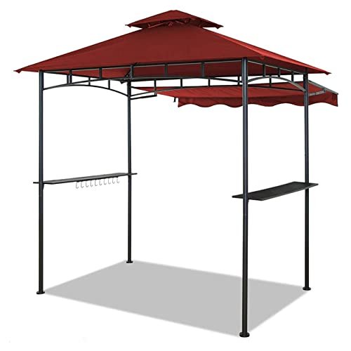 Double Tiered Grill Gazebo 11X 5, Outdoor BBQ Patio Canopy Tent with Stretchable Side Awning