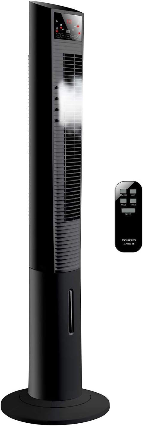 Taurus VB02 - Ventilateur brumisateur 90W, climatiseur, 3 vitesses et 3 modes, 90 W, 70° dʼoscillation, minuterie 12 h