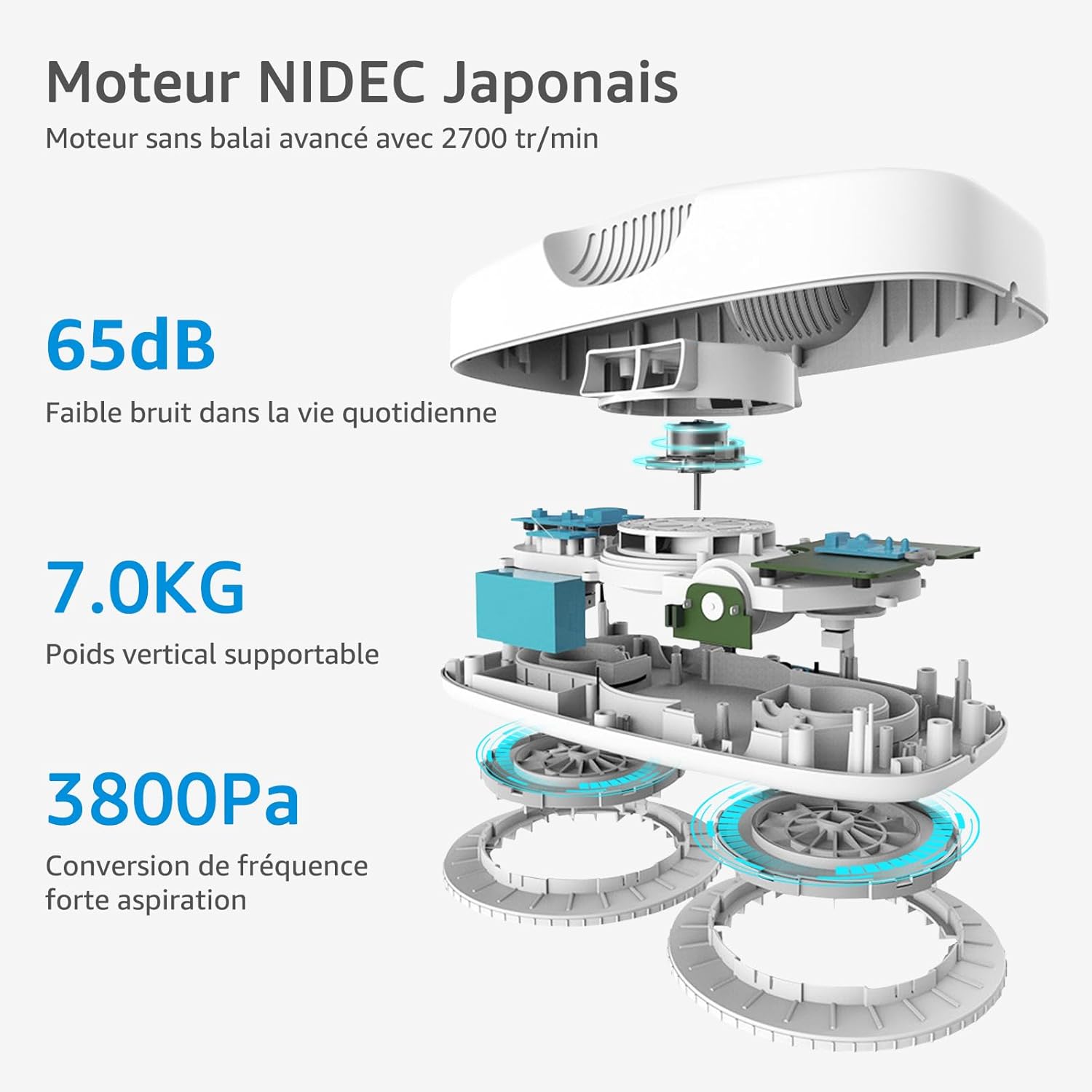 HUTT DDC55 Robot Nettoyeur Vitre, Robot Laveur de Vitre Automatique, Système de Sécurité, Navigation Intelligente, Télécommandé, pour Toutes Les Surfaces Lisses, avec 12 Chiffons