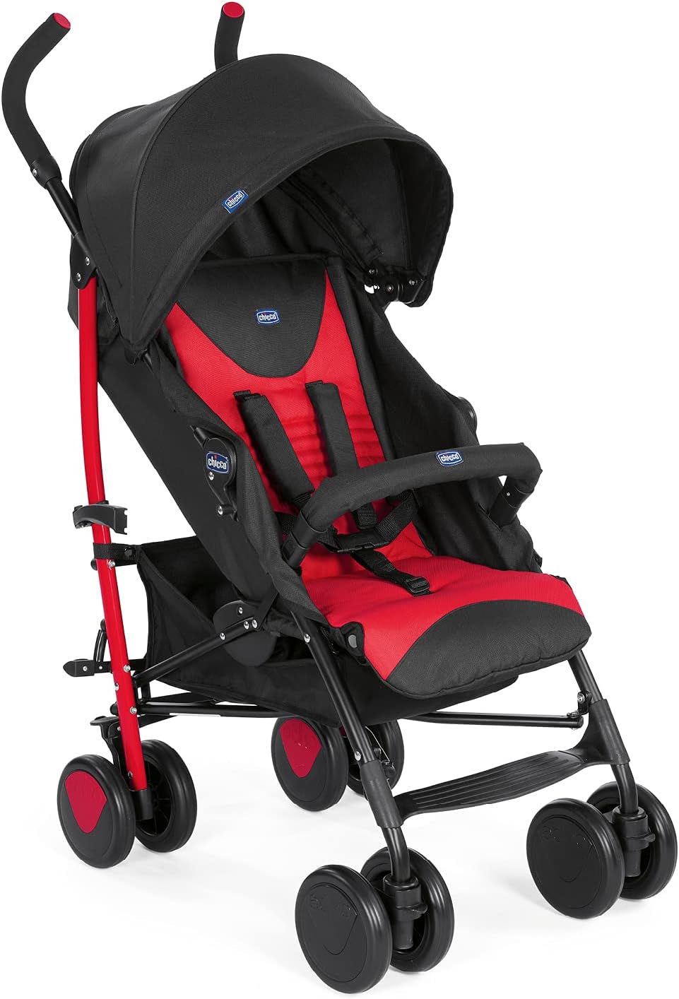 Chicco Echo Poussette Légère et Compact, Inclinable avec Arceau de Protection, Position Landau, Pliage Parapluie, Canopy Ajustable - de la Naissance à 22 Kg - Rouge