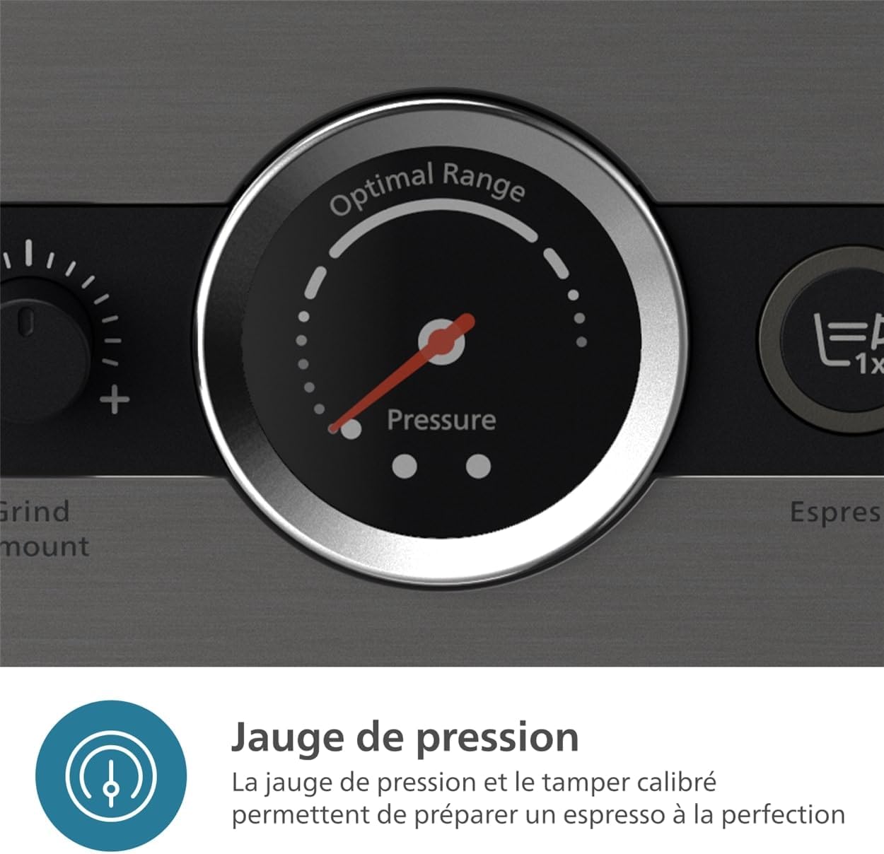 Philips Barista Brew Machine à Espresso Semi Automatique - Espresso simple et double + bouton Americano, réservoir à grains de 250g, guidage intuitif, tassage calibré, métal argenté (PSA3218/01)