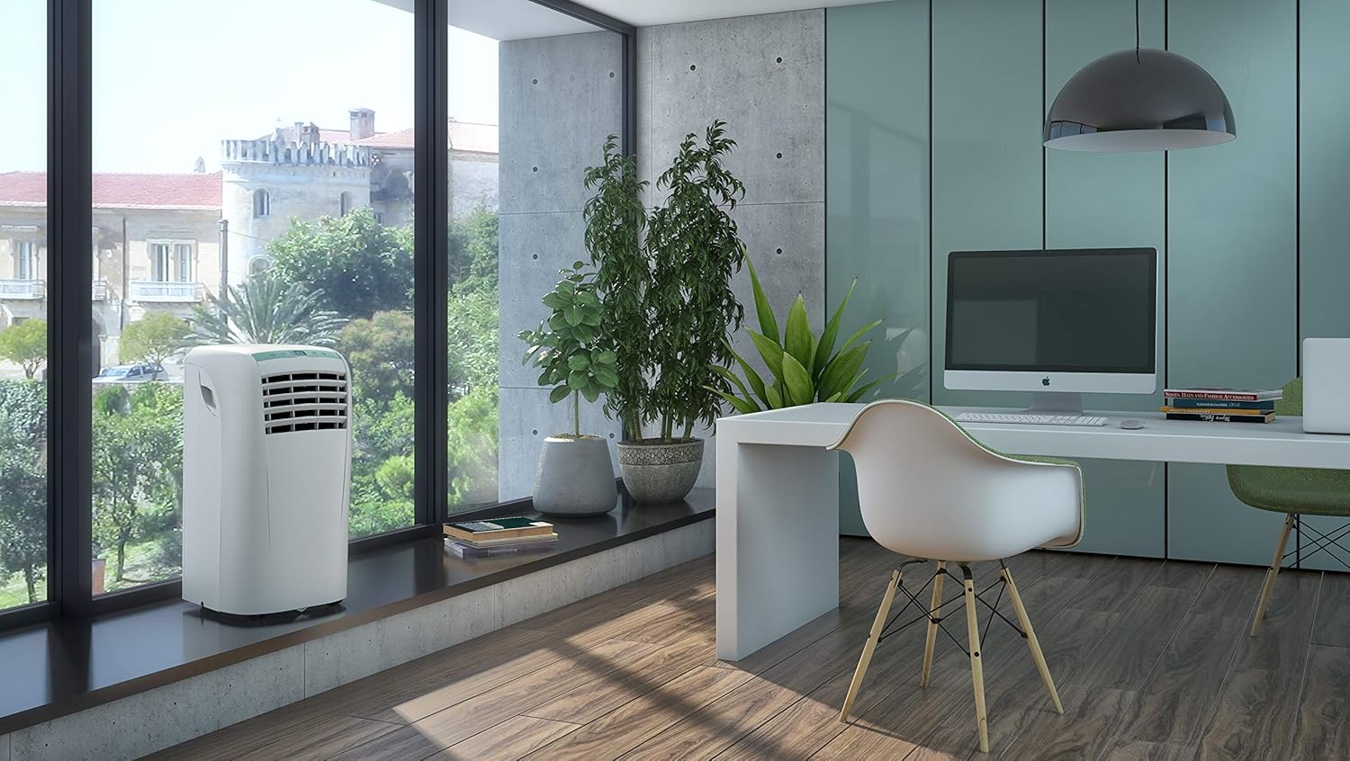 Olimpia Splendid-02265 Dolceclima Compact 8X- Climatiseur portable 3-en-1 : Refroidissement, ventilation, déshumidification, 8 000 Btu/H, 2.1 Kw, Gaz R290, blanc-pour les pièces jusqu'à 60m³