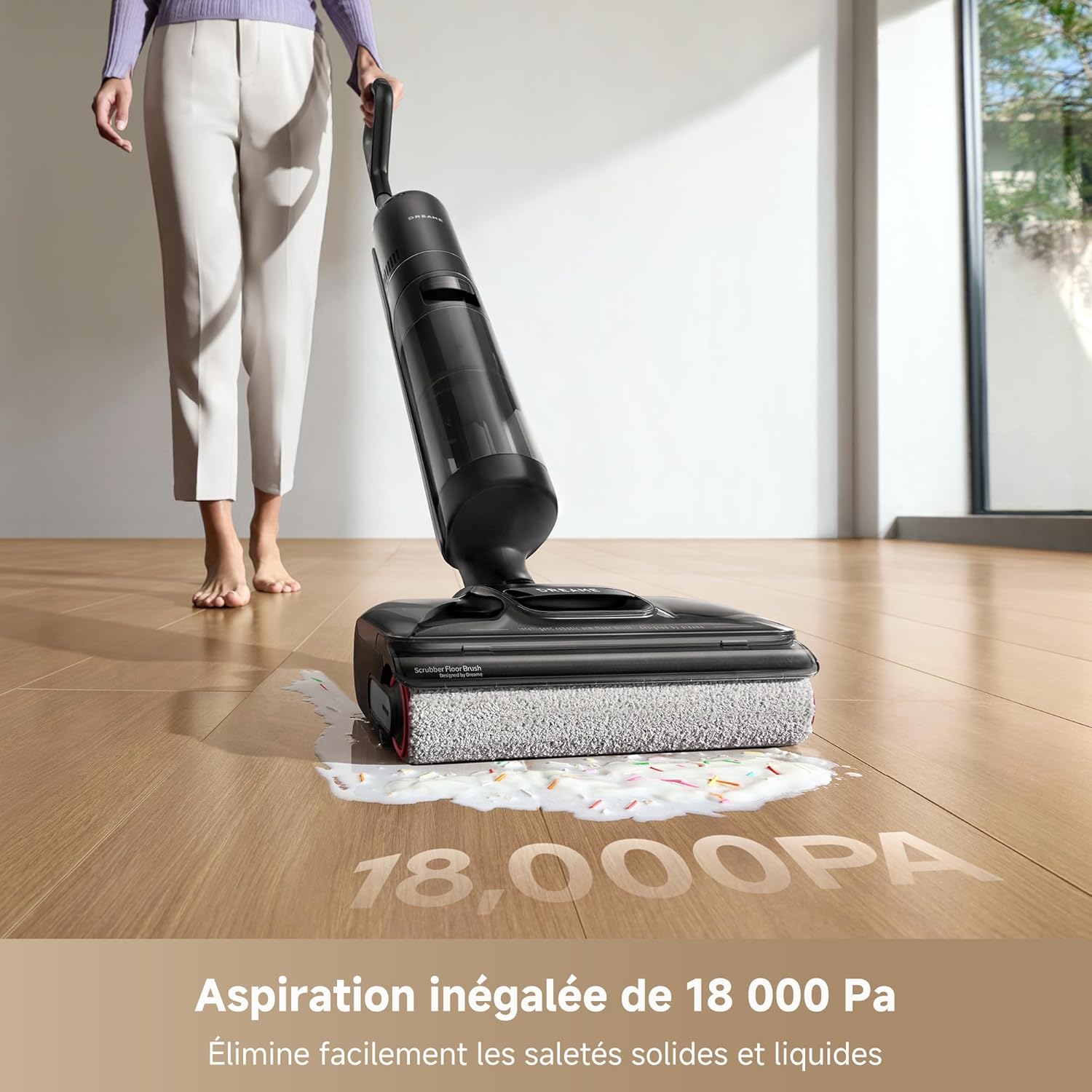 DREAME H12 Pro Ultra Aspirateur Eau et poussière, Lavage 60 °C, Séchage 30 Min, Nettoyage Auto Double Rotation avec Racleur Résistant, Aspiration 16 kPa, Brosse 2 Bords, Détection Intelligents