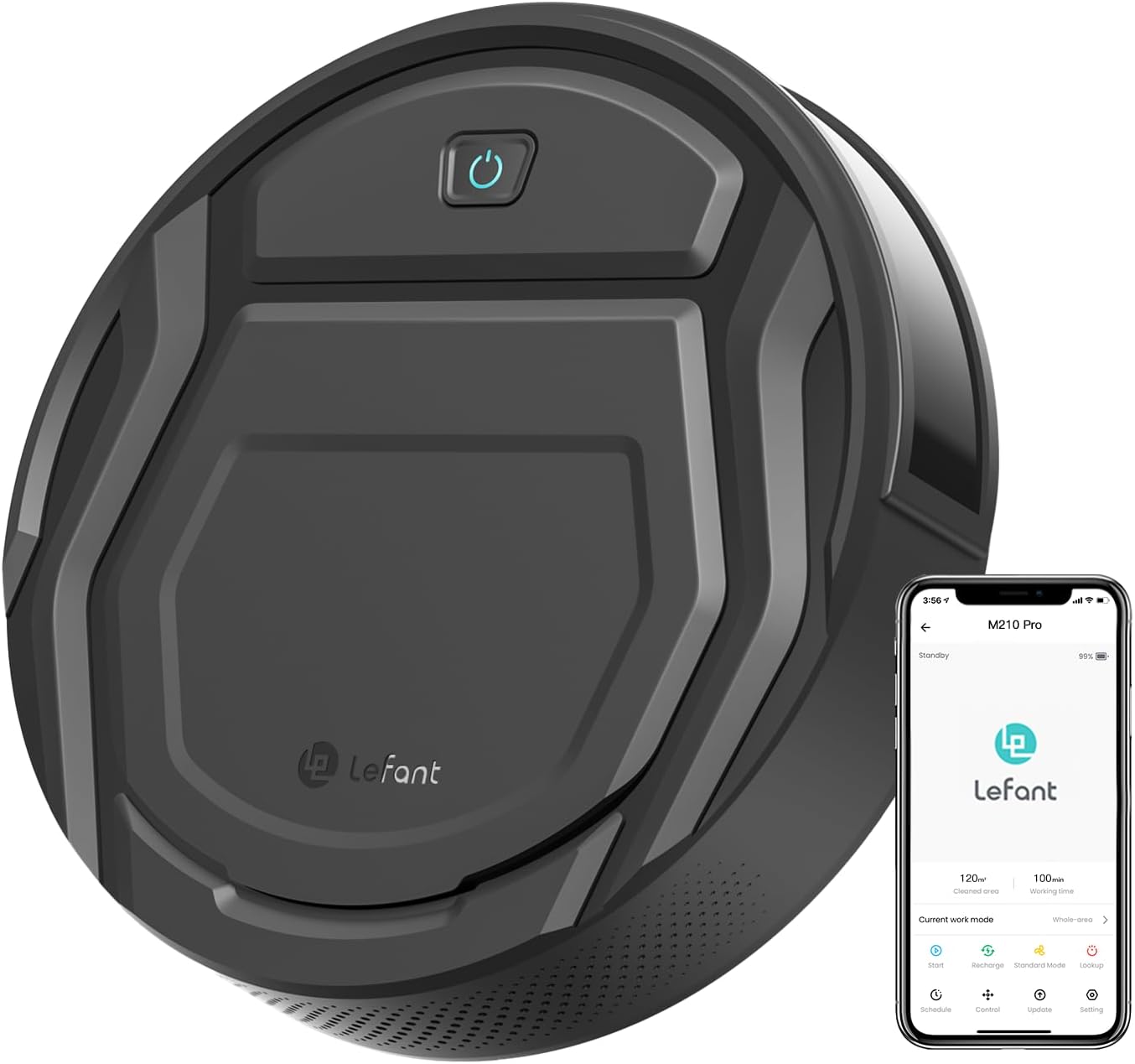 Lefant Aspirateur Robot, Robot Aspirateur 4500Pa Puissance d'Aspiration, Évitement Précis des Obstacles, Anti-Enchevêtrement Idéal pour Les Poils d'animaux, Cheveux et Sols Durs,Contrôle par App/Alexa