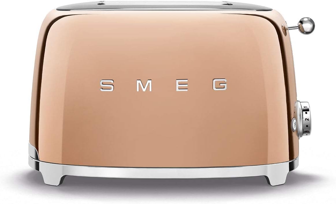 Smeg, Grille-pain 2 Tranches TSF01UJEU, 2 Fentes 36 mm, 6 Niveaux de Brunissage, Fonction Chauffage, Décongélation et Bagel, Éjection Automatique du Pain, Ramasse Miettes, 950 W, Royaume-Uni