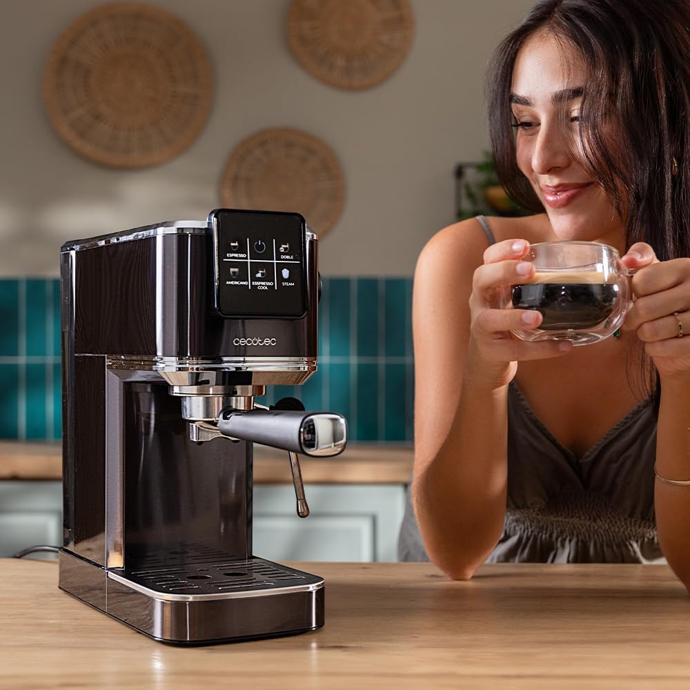 Cecotec semi-automatic espresso machine Power Espresso 20 Steel Pro Latte. 1350 W, Thermoblock, ForceAroma technology with 20 bars, full milk tank, instant cappuccino, cup warmer, double