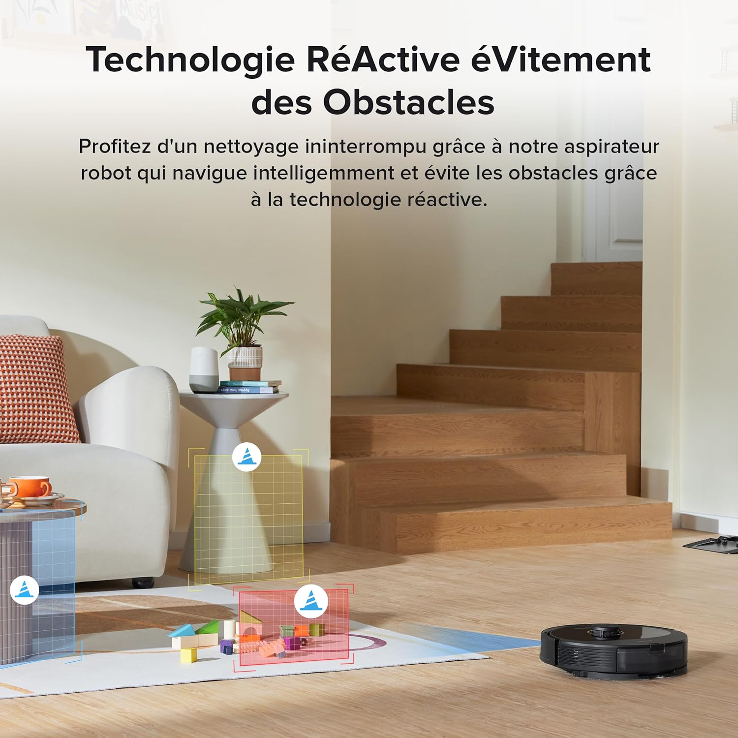 roborock Q8 Max+ Aspirateur Robot Laveur avec Station, Vidage Automatique, 5500Pa Aspiration, Brosse DuoRoller, Navigation LiDAR, Évitement d'obstacles, Cartographie Multi-Niveaux, Contrôle APP/Vocale