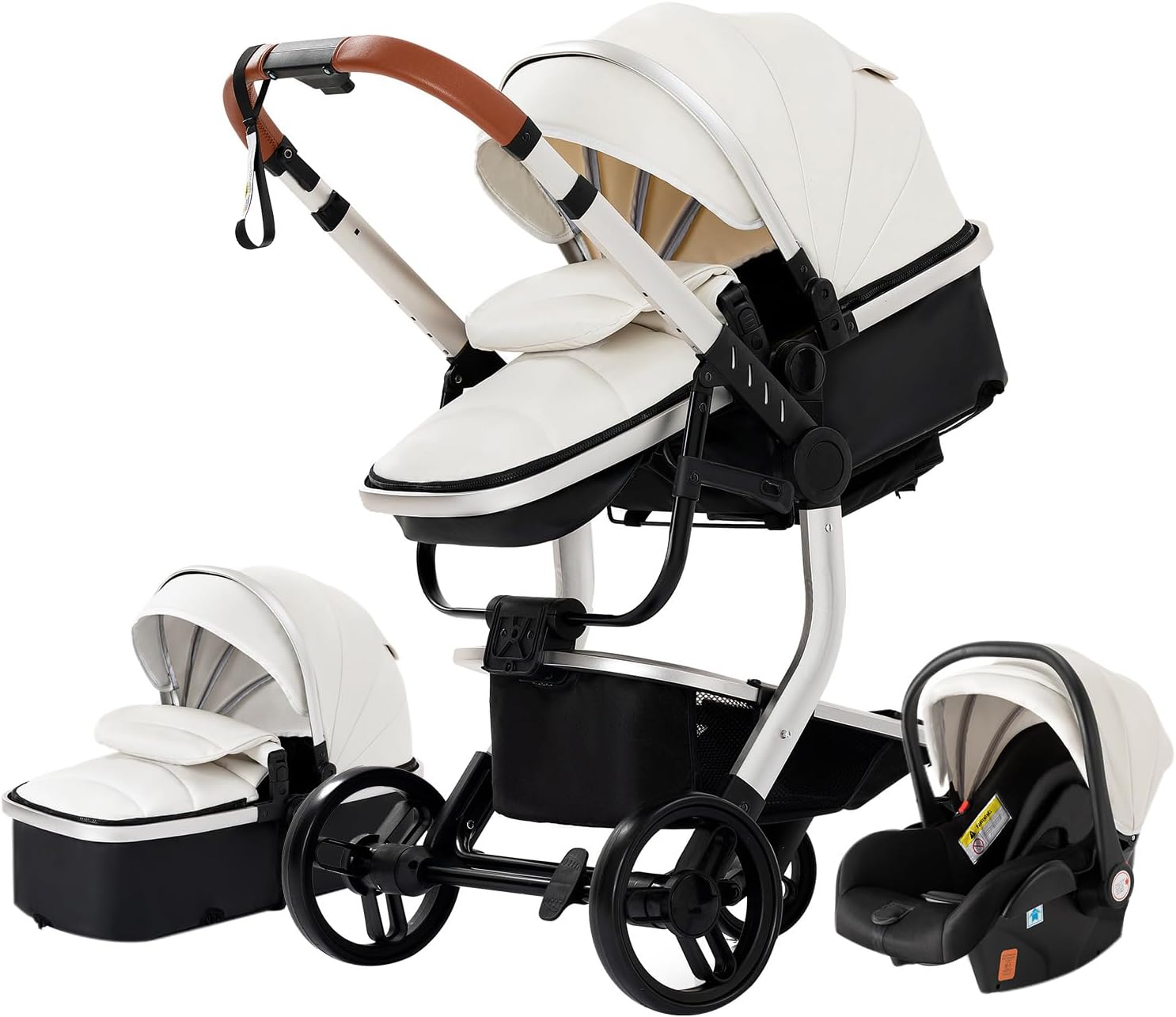 NADDLILY Poussette 3 en 1, Poussette Bebe avec Conception Portable Pliable en Un Clic, Pousette 3 en 1 avec Poussée Réversible Bidirectionnelle, Poussette Canne avec Accessoires (V9 Black)
