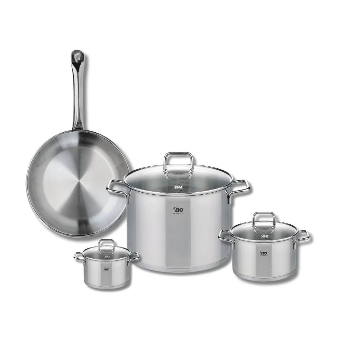 Ensemble de 1 Poêle de cuisson 28 cm et 3 faitouts 12, 16 et 26 cm Elo Profi Citrin Elo