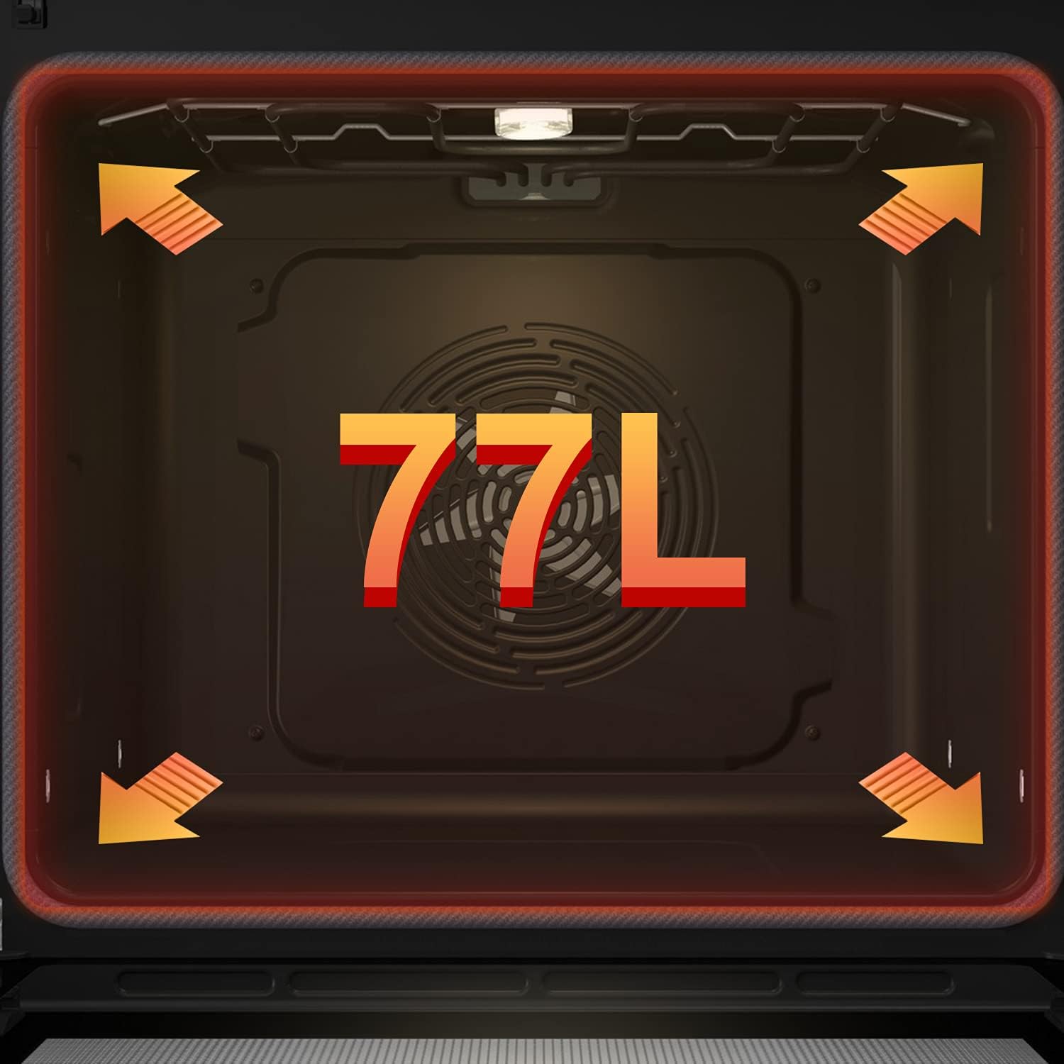 Hisense BI64211PX Four multifonction - Cavité XXL de 77L, Pyrolyse, 13 Fonctions, Fonction Pizza 300°C, AirFry, Affichage LED, Inox, Classe A+