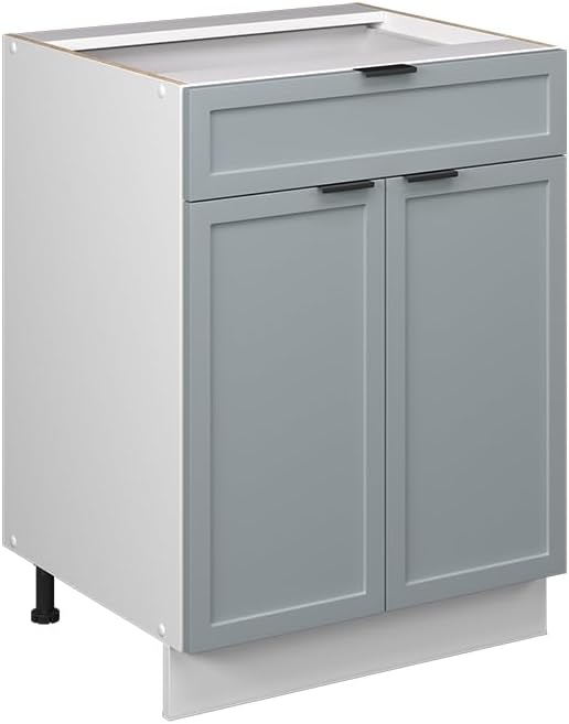 Vicco Meuble pour Four Fame-Line, Blanc Haute Brillance/Blanc, 60 cm avec étagères Ouvertes