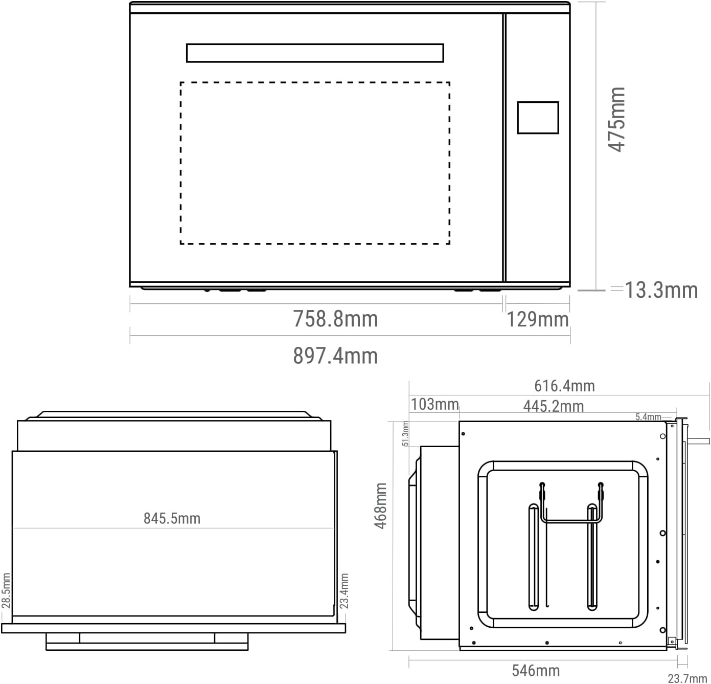 Four encastrable 90 cm / 96L / 3,4kW / Rôtisserie/Fonction pizza/Gril/Circulation de l'air/Air chaud/Tiroirs télescopiques / EB9105ED