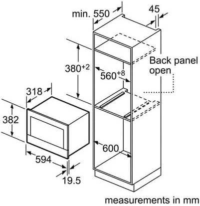 Bosch BFL634GS1 - Série 8 - Micro-ondes intégrable - 60 x 38 cm - 21 litres - Inox