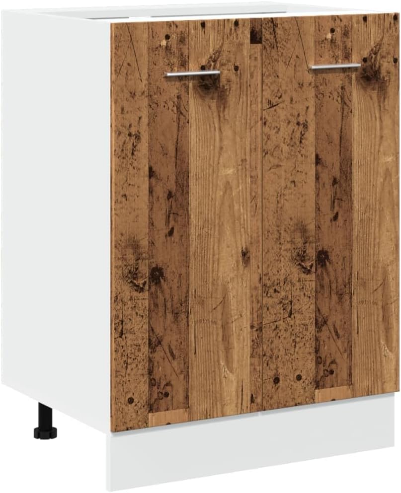 vidaXL Armoire à Micro-Ondes Placard Armoire de Rangement Meubles de Cuisine avec 4 Etagères Intérieur Maison Gris Béton 60x57x207 cm Aggloméré